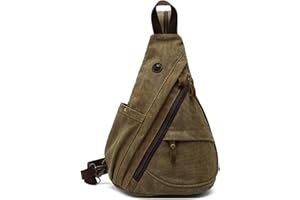 VARLIVOO Sling Bag Sacs à Bandoulière pour Hommes Sac de Poitrine Crossbody Bag Voyager Randonnée Alpinisme Camping Cyclisme L'école Toile Sling Sac à Dos Marron B