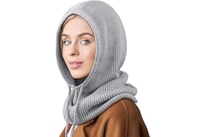 DRESHOW Sombreros de Invierno para Las Mujeres Pasamontañas de Punto Beanie Skull Cap Con Cordón Cálido Sombrero con Capucha Bufanda