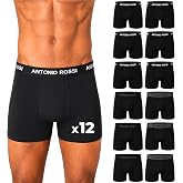 Antonio Rossi Pack of 12 Cotton Boxer Briefs for Men, Breathable