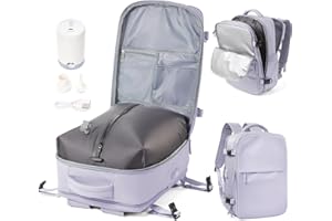 WEPOET Zaino Sottovuoto Viaggio Ryanair 40x30x20 Zaino da Viaggio Aereo Bagaglio a Mano con Sottovuoto Zaini Easyjet 45x36x20 Vacuum Backpack con Porta Scarpe(Viola)