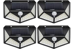 EXTRASTAR Lampe Solaire Extérieur 100LED, Détecteur de Mouvement, Lumière Solaire Etanche éclairage Solaire, Lampe de Sécurité sans Fil lampe mural pour Jardin, Lot de 4