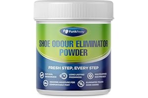FUNKAWAY Odour Eliminator Powder 100g - Freshens Smelly Shoes & Feet | Long-Lasting, Natural Deodoriser for Footwear | Absorbs Moisture, Eliminates Odour, and Keeps Shoes Fresh | Easy to Use