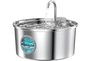 Fontanella per Gatti Acciaio: Fontana per Gatti - 3,2L Fontanella Gatto - Silenziosa Fontana Gatto - Adatto per Cani e Animali Domestici Multipli - FOFNON