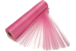 TRIMMING SHOP 29cm x 25m Roll of Organza Sheer Fabric - Elegant Decorative Cloth for Wedding Chair Bows, Table Runners, Party Favours - Crafting Supplies for Ribbons, Dress Accents,and Bags, Rose Pink