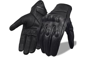 CHCYCLE Gants de Moto en Cuir de chèvre pour Hommes Femmes avec écran Tactile Gants de Moto pour Sports motorisés