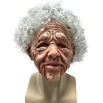 AENEY Halloween Oma-Maske – Realistische Alte Frau Mit Rotem Kopftuch & Zigarette, Latex