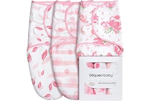 GLLQUEN BABY Baby Swaddle Wraps for 0-3 Months Newborn, Oeko-tex100,100% Breathable Organic Cotton Fabric Swadding Blankets,3 Pack (Flower)