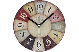 TIMELIKE Orologio da Parete Vintage Silenzioso - Legno Colorato Orologio muro per Cucina Cameretta in Legno in Stile di Toscana orologi da parete design moderno Decorazione La Sua Casa