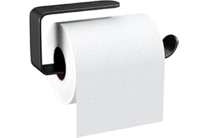 Gvolatee 1 pièce 16CM Porte Papier Toilette Alliage d'aluminium Mat, Support Derouleur Papier Toilette Murale Perçage avec Vis Fixes, Stable Porte-Papier Devidoir Distributeur Toilette Noir