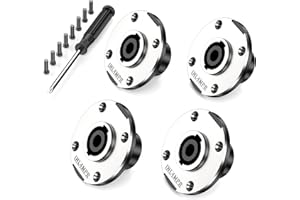 Jumwa 4Pack 4 Pôles Speakon Panel Twist Lock Haut-parleur femelle Métal Rond Panel Jack Montage Compatible avec Neutrik Speakon NL4MP, NL4MPR, NL4FC, NL4FX, NLT4X, NL4 Series, NL2FC