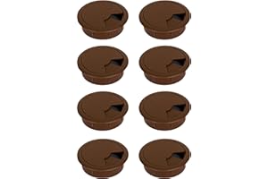 ALUSFERA Passacavi Scrivania - Pressacavo per Scrivania Rotondo 60 mm - Pressacavo - Pressacavo Tavolo Tondo - Foro Passacavo Scrivania - Organizzazione Della Scrivania - 8 Pezzi - Marrone scuro