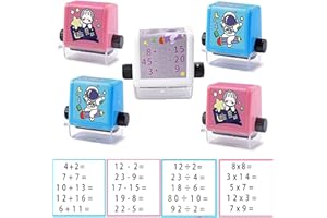 ZMURED 5PC Roller Digital Teaching Stamp,Addition, Subtraction, Multiplication Division and Fill in The Blank Roller Stamp， Teaching Math Practice Questions for Preschool Kindergarten Homeschool Supplies