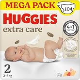 Huggies Extra Care Baby Diapers, Size 2 (3-6 kg), Ultra Absorbent, Disney, Mega Pack, 104 Count