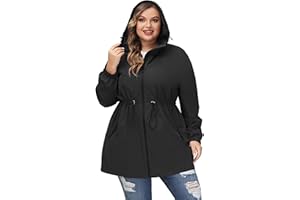 Hanna Nikole Damen Große Größe Regenjacke Leicht Wasserdicht Regenmantel mit Kapuze Windbreaker Sport Outdoorjacke