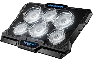 LIANGSTAR Laptop Cooling Pad, Laptop Cooler with 6 Quiet Led Fans for 15.6-17 Inch Laptop Cooling Fan Stand,Switch Control Fan Speed Function (White)