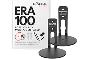 SOUND BASS Soporte de pared ERA100, perfil bajo, negro, paquete doble, compatible con el altavoz Sonos ERA 100, completo con todos los accesorios de fijación