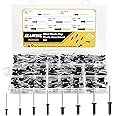 270PCS Rivets, Pop Rivets Aluminum 8 Sizes Blind Rivets Assortment Kit (1/8" 3/16"), Black Rivets Assorted Blind Rivets for Airplanes, Ships, Rails and DIY