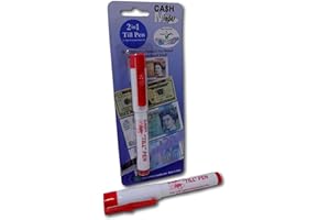 Minder 2 in 1 Forged Note Till Pen with Integrated UV Light - Ideal for Detecting Counterfeit Paper and Polymer Currency (Permanent Ink - Red, 1 Pen)