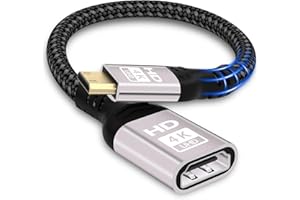 WOEDNX Mini HDMI to HDMI Adapter,4K@60HZ 1080P HDMI to Mini HDMI Adapter Nylon Braided Supports Ethernet,UHD,3D,HDR,ARC,Mini HDMI Compatible with Nikon D7100 Canon EOS RP/R,Raspberry Pi Zero/Zero W