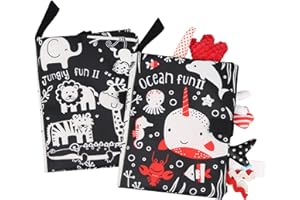 LEADSTAR Libri Neonati 0-6 Mesi, 2 Pezzi Libri Sensoriali Libro Stoffa Morbido Neonati Quiet Book Cognition Libro Bebe in Tessuto Morbido Panno Libretti Giocattoli per Neonato Bambini Bambino