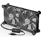 ELUTENG Computer Fan USB 120mm Dual Row 2 in 1 with 3 Adjustable Speed USB PC Fans 5V Electronics USB Cooling Fan with 8 Shoc