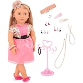 Our Generation Audra &ndash; 46 cm k&uuml;peli bebek &ndash; kahverengi sa&ccedil; ve mavi g&ouml;zler &ndash; takı aksesuarları &ndash; taklit oyun &ndash; 3 yaşından b&uuml;y&uuml;