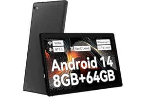 Laptok Tablet 10 pollici Android 14 Tablet con Octa-Core, Face ID, 8GB+64GB+1TB Espansione, 1280*800 HD IPS Touchscreen, tablet Android con WiFi 6 BT5.3, Doppia Fotocamera 5MP+8MP, Widevine L1(Nero)