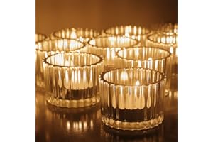 Vohocandle Clear Tea Light Candle Holders Set of 12, Glass Tealight Holders for Table Centerpiece 5 cm x 3.5 cm, Votive Candle Holder for Wedding, Birthday Party, Home Décor