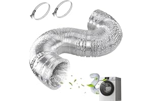ZIGefofo 150mm x 3 m Condotti Tubo di Ventilazione Flessibile in Alluminio con 2 Fascette Stringitubo in Acciaio per Aria Condizionata, Asciugatrice, Cappa Aspirante, Ventilatore di Scarico