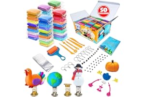 ESSENSON Argilla da Modellare 50 Colori Pasta Modellabile Magica Essiccante All'aria per Bambini con Strumenti per Scolpire Gli, Accessori, Ideale Come Regalo per Ragazzi e Ragazze