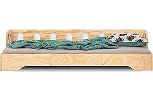 smartwood Lit Enfant 90x190 TILA 1S - lit avec sommier à Lattes - Meubles de Chambre d'enfant - lit Enfant avec Barriere - différentes Variantes - Bois Naturel - 190x90 lit Simple au Design élégant