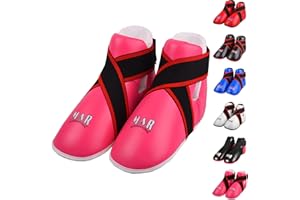MAR INTERNATIONAL MAR | Martial Arts Foot Protector for Karate, Kickboxing, Muay Thai, K1, Taekwondo, Karate Kick Boots, Taekwondo Foot Protectors, Moulded Foam Padding and Elasticated Toe Loops (5 Colours Available)