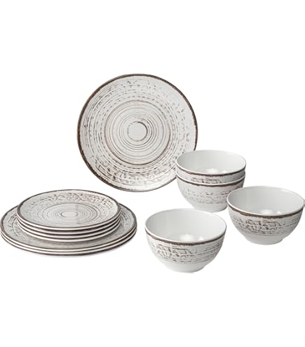 BRUNNER Campingserviesset (12-delige set) voor 4 personen - Midday Kassandra - van hoogwaardig melamine, antislip en duurzaam