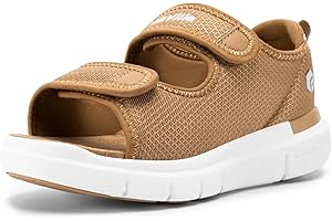 FitVille Women's Wide Fit Open Toe Diabetic Sandals Edema Shoes Surgical Footwear with Adjustable Strap Slippers for Swollen Feet