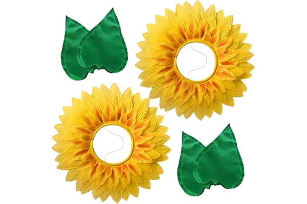 arrderly 2 uppsättningar solrosmössor, roliga kreativa hattar för barn, teaterföreställningstillbehör, festdekoration, rollspelstillbehör