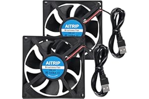 AITRIP 80mm 5V 8025 80x25mm bürstenloser USB Lüfter für Kühlung, PC Gehäuse, 3D Drucker, CPU Kühler, 2 Stück
