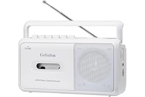 Gelielim Cassette Player Boombox, Portable AM/FM Radio Stereo, Cassette Tape Player Recorder with Big Speaker and Earphone Jack, Battery Operated or AC Powered Tape Recorder Cassette Player（White）