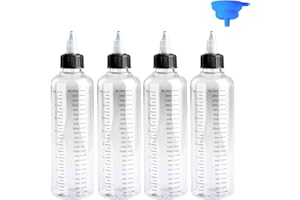 SHIJIUYOU 4 Pcs Recipient Sauce, 250ml Bouteilles à Presser, Bouteille de Condiments, Bouteilles Flacons Souples Doseuses en Plastique pour Distributeur de Huile Vinaigre de Soja Ketchup Sauce, avec Entonnoir