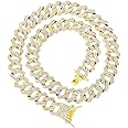HH Bling Empire Iced Out Diamond Cuban Link Chain for Men Women Silver Gold Miami Cuban Necklaces Hip Hop 16-30 Inches