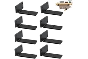 YFCVIP 8 Pack Floating Shelf Brackets 12.5cm, Heavy Duty Metal L Shelf Brackets, Metal Scaffold Board Shelf L Braces for Shelves Support Wall Hanging | Black