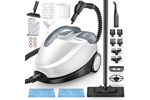 AUIFFER Limpiador a Vapor, Steam Cleaner 28 Accesorios, 1,5 L 2000 W 4 bar, Vapor Bloqueable, Vaporeta Limpieza Hoga para Eliminar la Suciedad y la Grasa de Suelos, Muebles Tapizados y en el