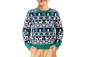 Haloumoning Boys Christmas Sweater Kids Fashion Crewneck Long Sleeve Knit Pullover Sweaters 5-14 Years