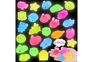 Ainiv 24 Pièces Mochi Squishy Toys, Mini Squishies Soft Squeeze Jouet, Kawaii Lumineux Animaux Jouet Anti Stress, Récompense de Fête pour Enfant, Cadeaux d'anniversaire
