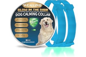 WEALLIN Collare Calmante per Cani, Si Illumina al Buio Anti-Ansia Collare Calmo per Cani, Regolabili e Impermeabile 60 Giorni Collare Calmante per Cuccioli Cani di Grossa Taglia(2pz, Blu
