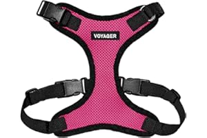 Best Pet Supplies Voyager Step-in Lock Pet Harness - All Weather Mesh, Adjustable Step in Harness for Cats and Dogs Fuchsia/Black Trim, M