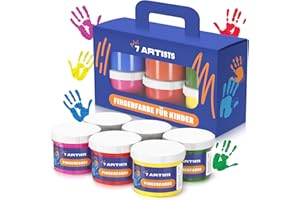 7 Artists Farby do Malowania Palcami 6x60ml Nietoksyczne Farby do Malowania Palcami dla Dzieci | Kolory Dłoni | Tempera Ręczna | Malowanie Palcami Dzieci | Kolory dla Dłoni | Finger Paints