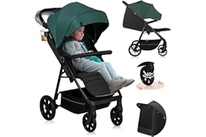 LIONELO Passeggino compatto e laggero MIRA per bambini da 6 mesi a 4 anni/ 22 kg, Ruote girevoli a 360° Sospensione completa, Schienale e Poggiapiedi regolabili, Capottina XXL UPF50+, Ampio cestino