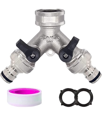 FLEXNOVA Y-Stück 1/2 Zoll Messing - 2 Stück Mit 6 Schlauchklemmen Für Garten