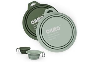 OHMO Collapsible Dog Bowl, (2 Pack 400ml) Premium Silicone Pet Water Bowls for Cats & Dogs, Portable Dog Travel Bowls Foldable for Outdoor Camping Hiking