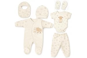 Blue Eyes Neugeborenen Baby Geschenk Set 100% natürliche Baumwolle Erstausstattung Erstlingsausstattung Ausstattung Unisex Kleidung Geschenkset Babyausstattung für Babys 0-4 Monate (Lamm)